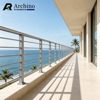 Balustrade en aluminium et verre de qualité marine, résistante aux intempéries, pour villa, maison de plage, appartement de luxe