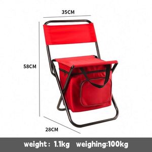 Tabouret pliant en tissu Oxford et acier avec logo personnalisé, siège portable pour randonnée et pique-nique en extérieur avec sac isotherme - Product Image 4
