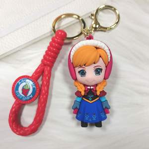 Porte-clés en PVC souple de dessin animé Princesse Frozen, décoration pour sac ou clé de voiture, dragonne en plastique, collection de porte-clés - Product Image 5