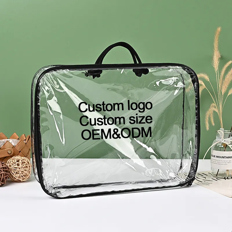 Pvc Blanket Zipper Bag Transparent Packing for Bed Sheet Plastic Packaging with customize Logo