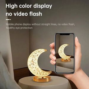 Modern Plastic Bedroom Crystal Touch Dimming Night Light Girls Room Home Decor USB <b>Bedside</b> LED Ambient <b>Table</b> 3d Moon Lamp - Product Image 2