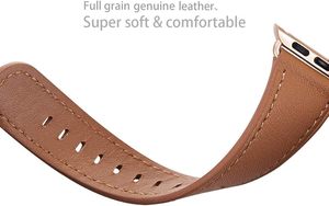 Correa de cuero genuino de grano superior de un solo recorrido de lujo para mujer, correas de reloj transpirables para relojes inteligentes - Product Image 3