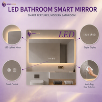 Miroir de salle de bain LED mural à faible consommation d'énergie, à faible émissivité, anti-buée, avec éclairage latéral et cadre fin