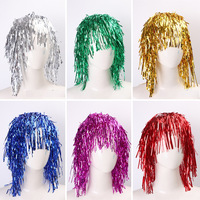 Peluca de Fiesta Disco de PVC Colorida para Mujer, Disfraz, Baile de Máscaras, Decoraciones de Escenario, Baile, Carnaval, Decoraciones de Fiesta de Seda