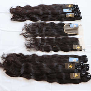 Paquet de cheveux bouclés bruts vierges de temple indien tissage de cheveux humains paquets de cheveux humains vierges péruviens avec dentelle HD 6x6 7x7 fermeture - Product Image 2