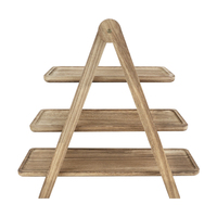 Plateau de service en bois à 3 niveaux plateau de service Rectangle en acacia massif pour décor à la maison support à Cupcake plateau de service