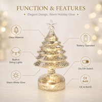 Grand sapin de Noël en verre de luxe avec lumières LED blanc chaud, base légère, utilisation intérieure, écologique, réaliste, haut de gamme