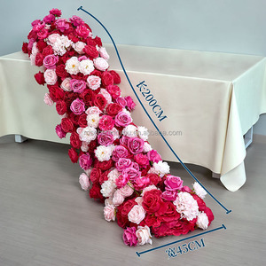 Décoration de mariage en gros : Chemin de table en roses blanches en soie, fleurs artificielles pour toile de fond de mariage - Product Image 6