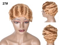 Perruque coupe courte au carré pour femme, cheveux 100% naturels, couleur blond, coupe Pixie, livraison gratuite