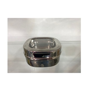 Wholesale <b>Container</b> Classic Stylish Metal Stainless Steel Hammered Canister Round Shape Polished Storage <b>Box</b> - Product Image 1