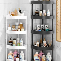 Étagère de rangement multi-niveaux en plastique pour salle de bain et cuisine, étagère d'angle triangulaire du sol au plafond, rangement pour toilettes, robuste et élégante, pour usage domestique
