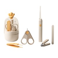Kit de Soins des Ongles pour Enfants avec Lampe, Cure-Oreilles, Coupe-Ongles Anti-Pincement, Lime à Ongles et Ciseaux pour Bébés et Nouveau-nés