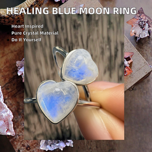 Healing Blue Moon Stone Natural Rose Quartz Crystal Citrine Kunzite Oval Polished Love Theme Silver Crystal <b>Rings</b> - Product Image 2
