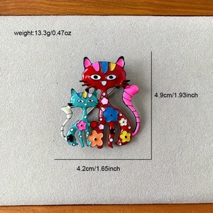 Broche de Gato Colorido <span class=keywords><strong>Vintage</strong></span> com Efeito de Óleo Gotejante, Estilo Animal, em Liga Metálica, para Uso Diário Feminino - Product Image 4