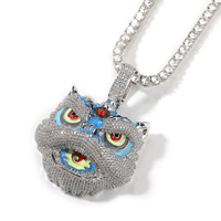Collier pendentif tête de lion traditionnel chinois à la mode perle en laiton glacé CZ émail coloré personnage de danse de bête à la mode