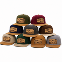 Casquette de baseball à visière plate en velours côtelé personnalisée OEM ODM avec patch brodé, fabricant de chapeaux streetwear à marque privée