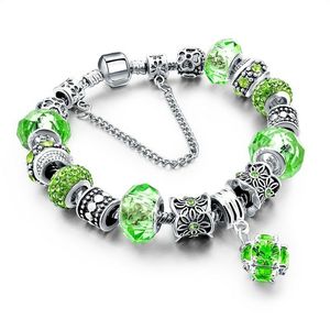 Pulseras Clásicas con Dijes de Cristal y Circonita, Diseño de Flor en Plata y Oro, 19 cm, Regalo de Boda para Mujer - Product Image 6