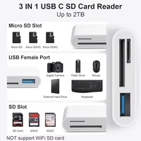 Lector de Tarjetas Tipo C, Lector de Tarjetas de Memoria SD TF, Adaptador USB C OTG, Transmisor de Datos de Alta Velocidad para Teléfono 15, Macbook, Teléfono Celular Inteligente