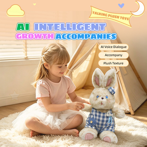 Lindo Conejito de Peluche con Overol a Cuadros Azules y <span class=keywords><strong>Boina</strong></span>, Muñeco Kawaii Suave, Regalo de Cumpleaños para Niñas - Product Image 4