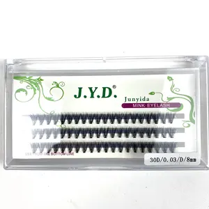 IND06 wholesale High Quality Natural Individual cluster eyelashes volume eyelash extension silk 30D 0.03 D 8mm eyelash cluster