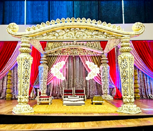 งานแต่งงานของชาวฮินดูที่สร้างสรรค์ FRP White danush mandap แบบพิเศษ strilankan หนวดตกแต่งงานแต่งงาน mandap hindu danush mandap ออสเตรเลีย - Product Image 1