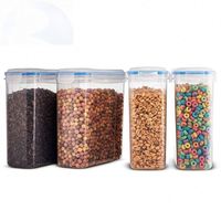 Conteneur de stockage de nourriture, de riz et de céréales de grande taille de 4 L sans BPA avec couvercles, boîtes et bacs de rangement en plastique PP multifonctionnels OEM rectangulaires