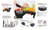 Aiguiseur de couteaux de cuisine manuel professionnel 3 en 1, outil d'affûtage multifonctionnel portatif pour couteaux