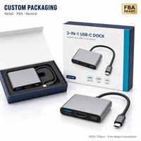 Hub Tipo C 3 en 1 HDTV 4K 60Hz PD100W Carga USB 3.0 5Gbps Aleación de Aluminio 11.1mm Ultra Delgado para Laptop, Teléfono, Teclado, Ratón