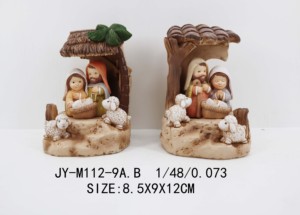 Decoración de interiores, Natividad cruzadas de figuritas, artículos religiosos católicos, papel de burbujas de la Sagrada Familia, gran oferta, caja marrón de resina - Product Image 5