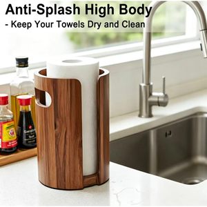 Cross-border wooden minimalist tissue holder, rotatable handheld tissue holder, <b>kitchen</b> roll <b>paper</b> storage pull-out tissue - Product Image 2