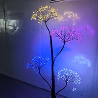 Lampu Pohon Jamur LED Warna-warni Dekorasi Taman Luar Ruangan Lampu Lantai Buatan Bentuk Bunga Kreatif Pencahayaan Lanskap