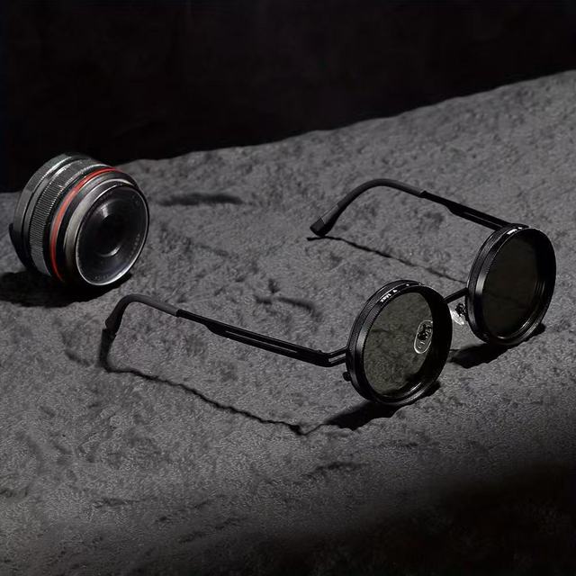 Dropshipping Steampunk Personalized Sunglasses Nine-Stage Dimming Photochromic Lens Stepless Rotate Filter Retro Outdoor Shades