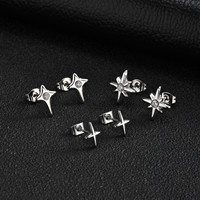 Anting-anting tusuk bintang utara dari baja anti karat hypoallergenic grosir, klasik dengan zircon mikro-terpasang untuk wanita