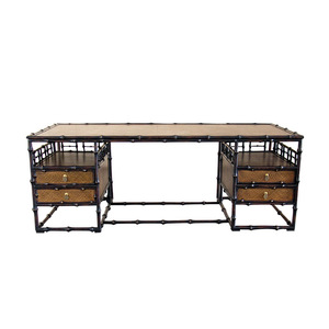 Chinese Style Bamboo Office <b>Desk</b> L Shape Storage Tea Table Chair Set Freestanding Wood Legs <b>Study</b> <b>Desk</b> Computer <b>Desk</b> - Product Image 5