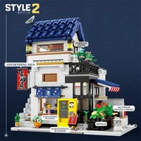 Reobrix 66502, 1130 Piezas, Modelo de Izakaya de Estilo Japonés con Luces, Ladrillos Decorativos para Escritorio, Juguetes de Construcción DIY para Niños