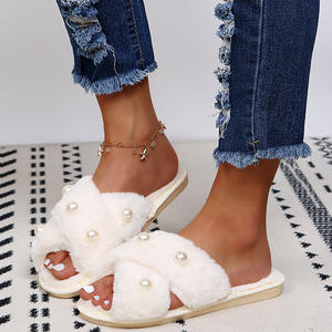 High Quality Wholesale TPR Sole Pearl Cotton <b>slippers</b> Artificial <b>Fur</b> Casual Outdoor <b>slippers</b> With Good Product Quality - Product Image 1