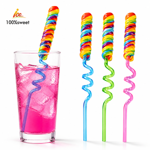 Vente en gros d'usine de bonbons pailles folles grandes sucettes tourbillon coloré doux nouveauté bonbons <span class=keywords><strong>pour</strong></span> enfants et adultes - Product Image 1