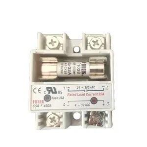 Fotek SSR-F-40DA מצב מוצק שלב יחיד מודול fuse קלט dc 4 ~ 2v פלט 24 ~ 380vac מדורג הנוכחי 25a fuse זרם 32a