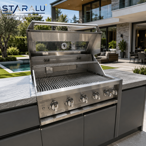 <span class=keywords><strong>Cocina</strong></span> Exterior Integrada de Acero Inoxidable con Parrilla de Gas, Ahumador de Carbón, Cajones de Almacenamiento y Mesa de Preparación para Entretenimiento - Product Image 2