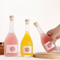 Bouteille en verre givré à rayures verticales, transparente, vide, pour stockage horizontal de fruits faits maison, conteneur séparé au design élégant