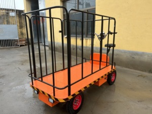CE Factories Selling Lights and Guardrail Flatbed Handing Hand <b>Trolley</b> Electric <b>Platform</b> Warehouse Cargo Cart <b>Trolley</b> - Product Image 1
