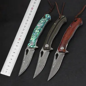 In magazzino 76 strati VG10 damasco coltello pieghevole con manico G10 sopravvivenza Outdoor campeggio damasco coltello tascabile