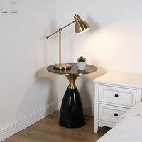 Tables basses de luxe, meubles de salon nordiques, table d'appoint ronde moderne en métal noir et verre doré