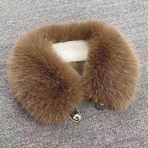 Women Fluffy Faux Fox Fur Scarf Warm Snap <b>Neck</b> <b>Warmer</b> Comfortable Artificial Rabbit Fur Lining Scarf for Party Night Out - Product Image 6