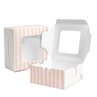 Boîte à gâteau pliable personnalisée de haute qualité pour cadeau d'anniversaire, pâtisserie, avec fenêtre, pour mini-gâteaux, donuts, tranches de gâteau, desserts et friandises