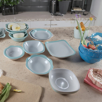 Assiette à dîner en mélamine à rayures vertes Vaisselle en plastique carrée imitant la porcelaine pour restaurant et hôtel à usage domestique