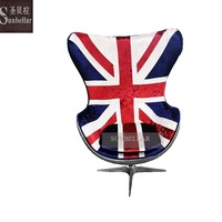 Meubles d'aviation chaises en forme de boule chaise de bureau aviateur en velours antique avec Union Jack chaise pivotante de bureau à domicile UK England