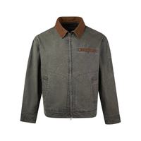 Veste en coton vintage épaisse sur mesure, coupe ample, col rabattu, style streetwear américain, veste décontractée, fabricant OEM