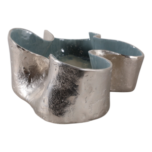 Ciotola decorativa astratta in alluminio per bancone cucina, decorazione per la casa in stile costiero, centrotavola per tavolino da caffè - Product Image 4