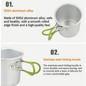 Tasses de camping en aluminium 150 ml avec logo personnalisé, poignée pliable, légères et portables, pour la randonnée, le café, les pique-niques - Product Image 3